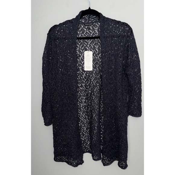 Eileen Fisher Sweaters - eileen fisher cardigan Sz Med Linen Metal Diagonal $238 New NWT Wedding Navy Bl‎